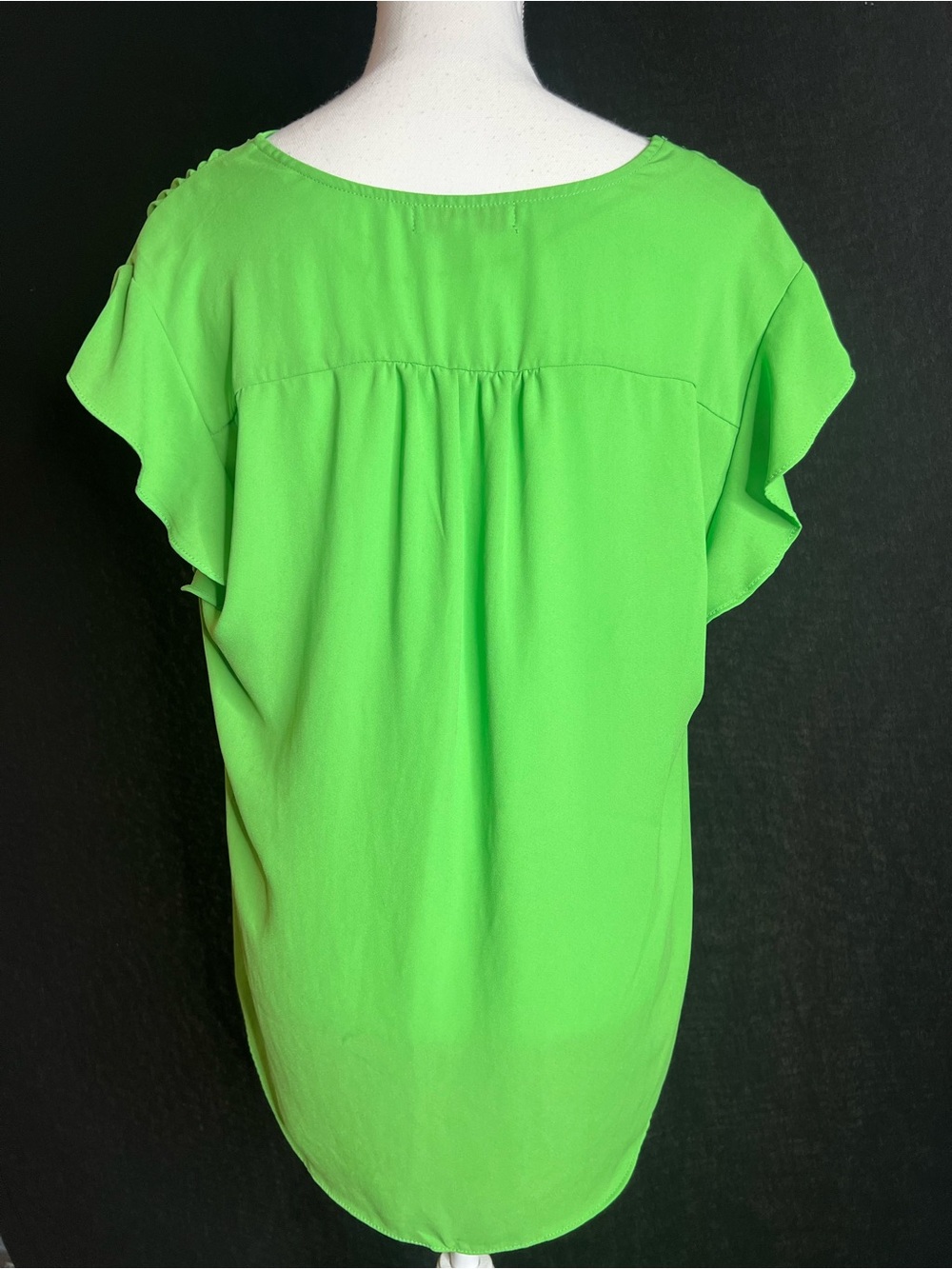 Women's V-Neck chaus Flutter Sleeve Top in Bright Green - Picture 2 of 3
